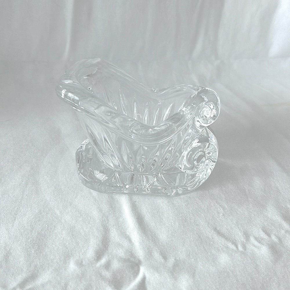 Santa Sleigh 24% St George Lead Crystal Vintage Candy Dish Decor.